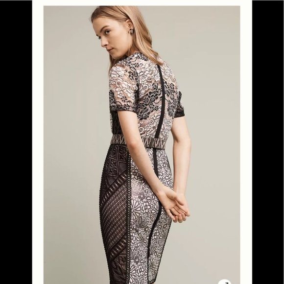 Anthropologie Bryan lars lace Melange Pencil Dress unique patchwork sz 2 - Picture 3 of 14